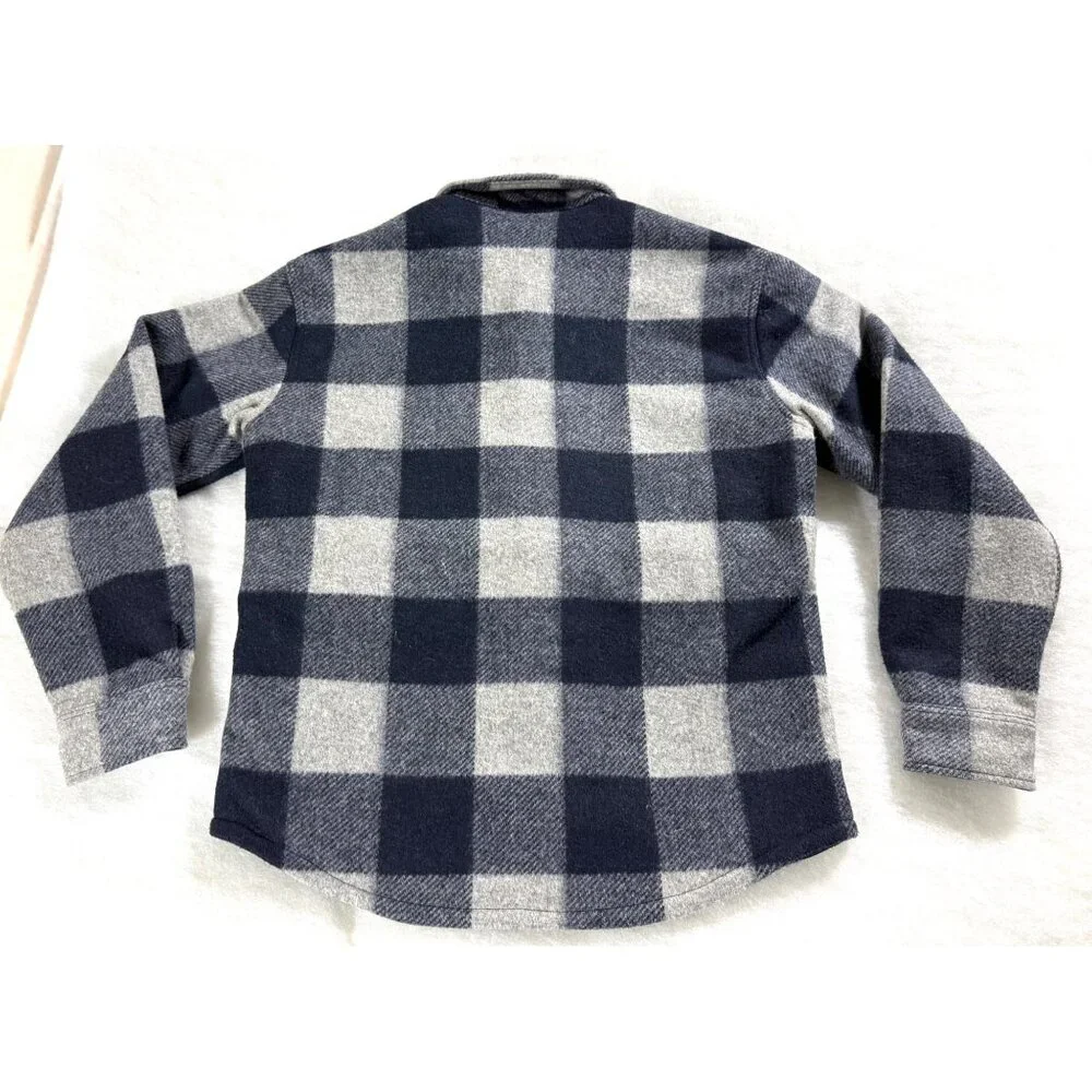 Banana Republic Men’s S Buffalo Plaid Shirt Jacket Shacket Navy Gray Warm Lined‎